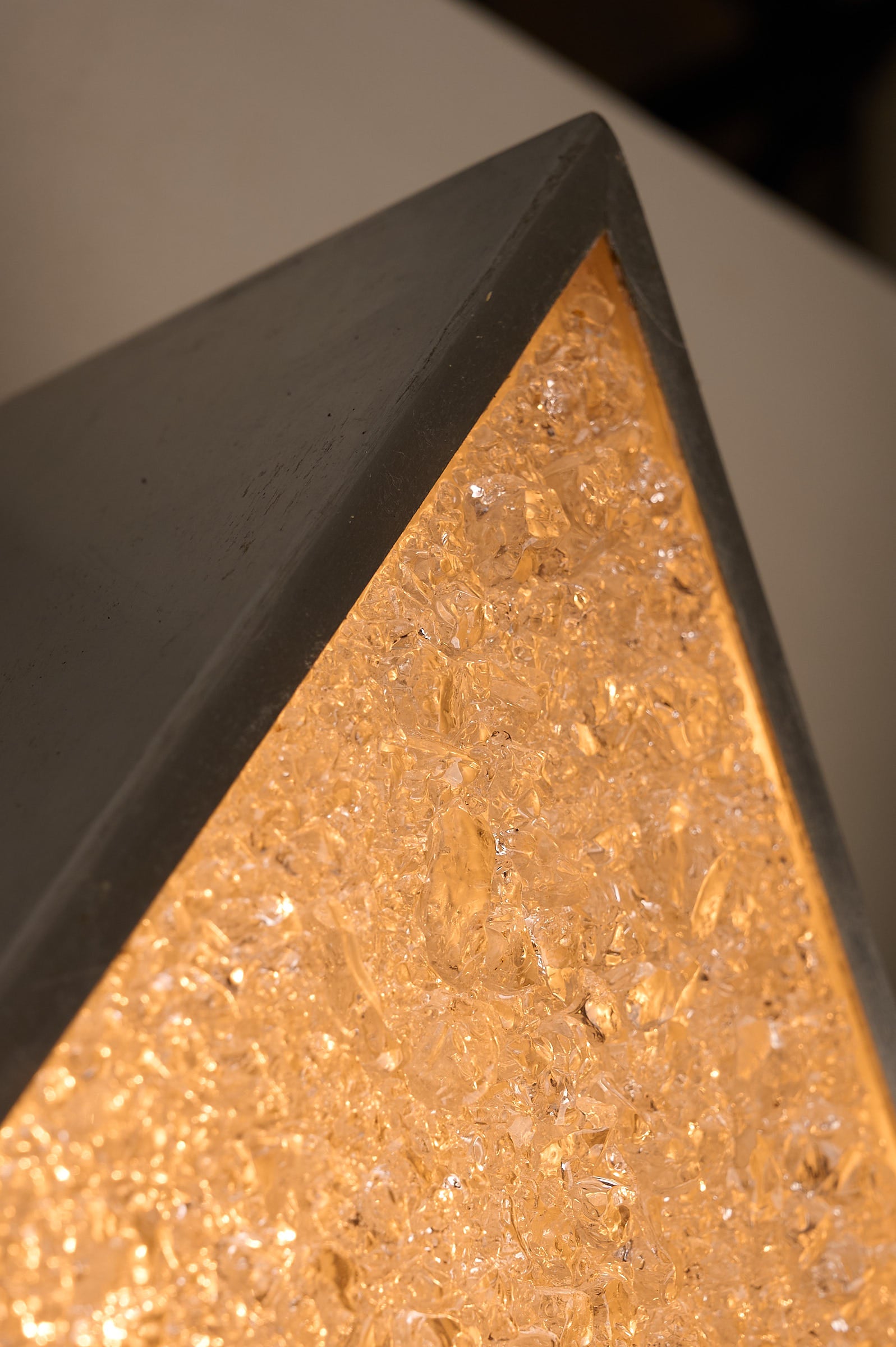 Diamond Wall Lights in Structured Glass and Aluminium, Germany, 1970s close-up of textured light panel