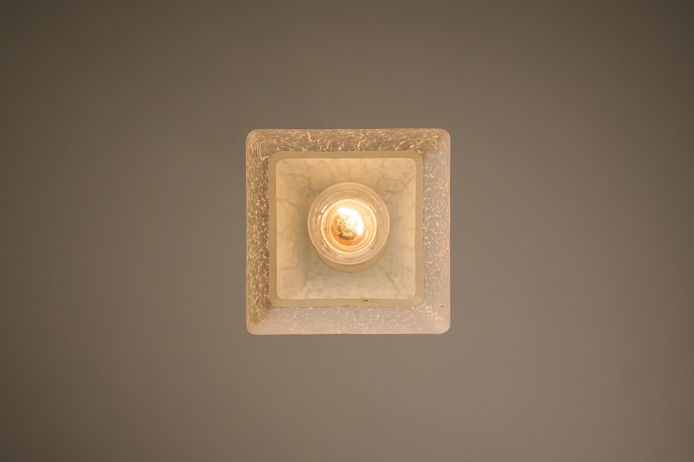 Trio of Ovoid Glass Pendants with Crackle Frosted Pattern, Europe, 1960s/1970s, overhead view showcasing crackle-finished glass.