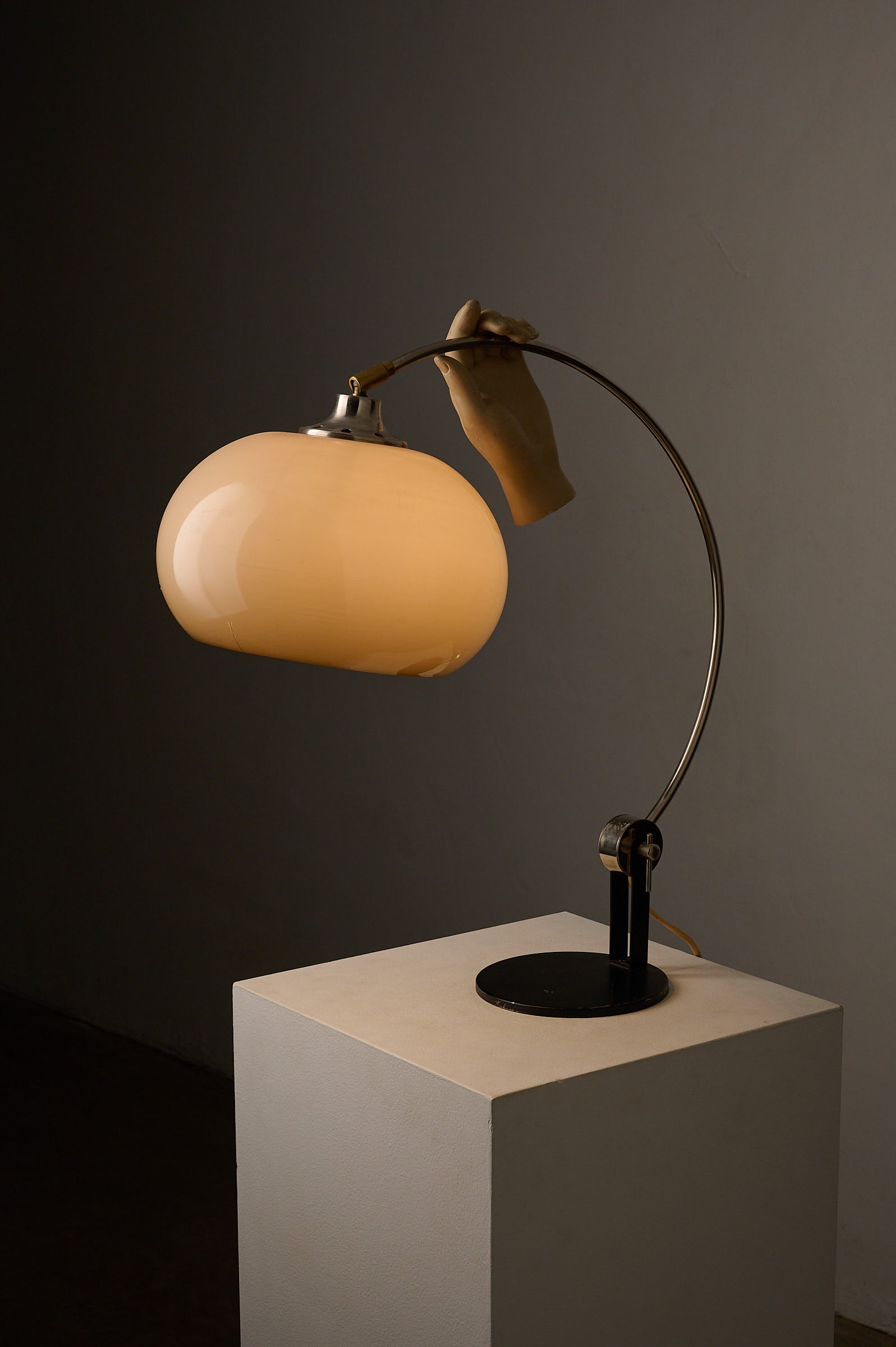 Chrome Arc Desk Lamp by Cosack Leuchten, Germany, 1970s showcasing a minimalist design with an acrylic shade.
