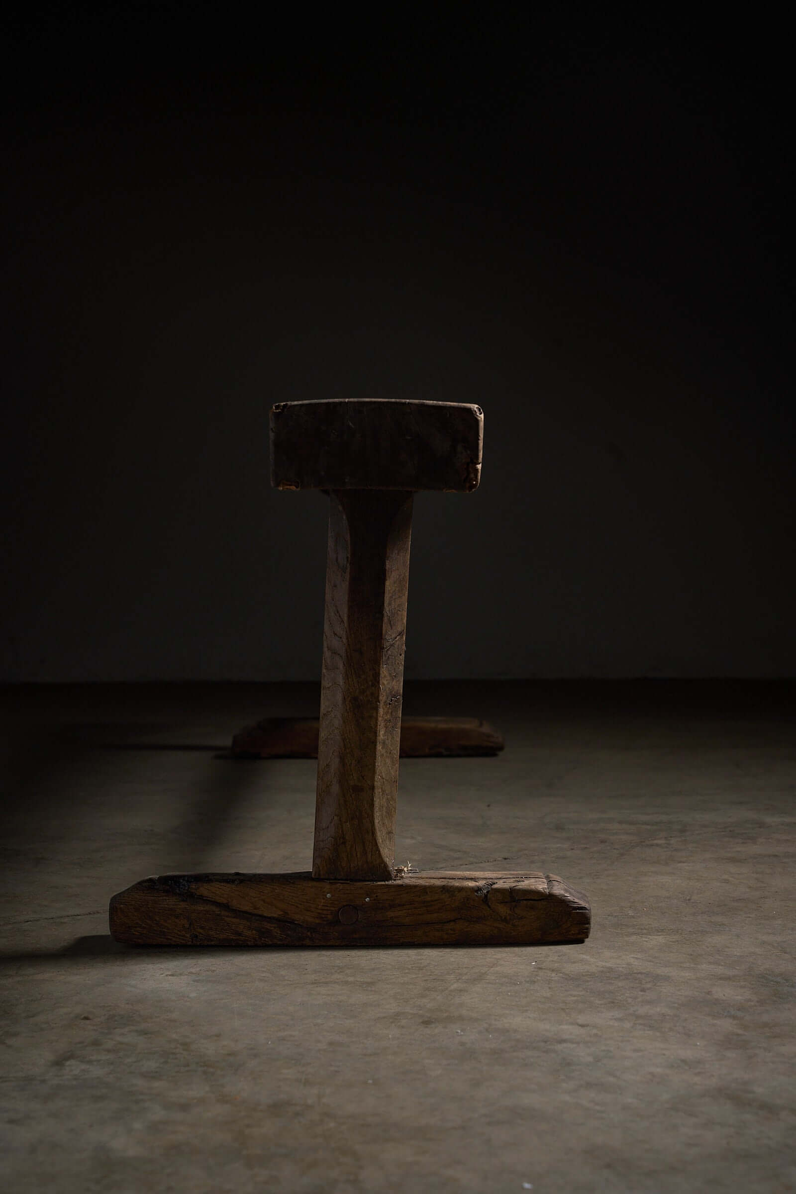 Spanish Trestle Bench in Solid Wood featuring a sturdy T-shaped trestle leg with a rustic finish.