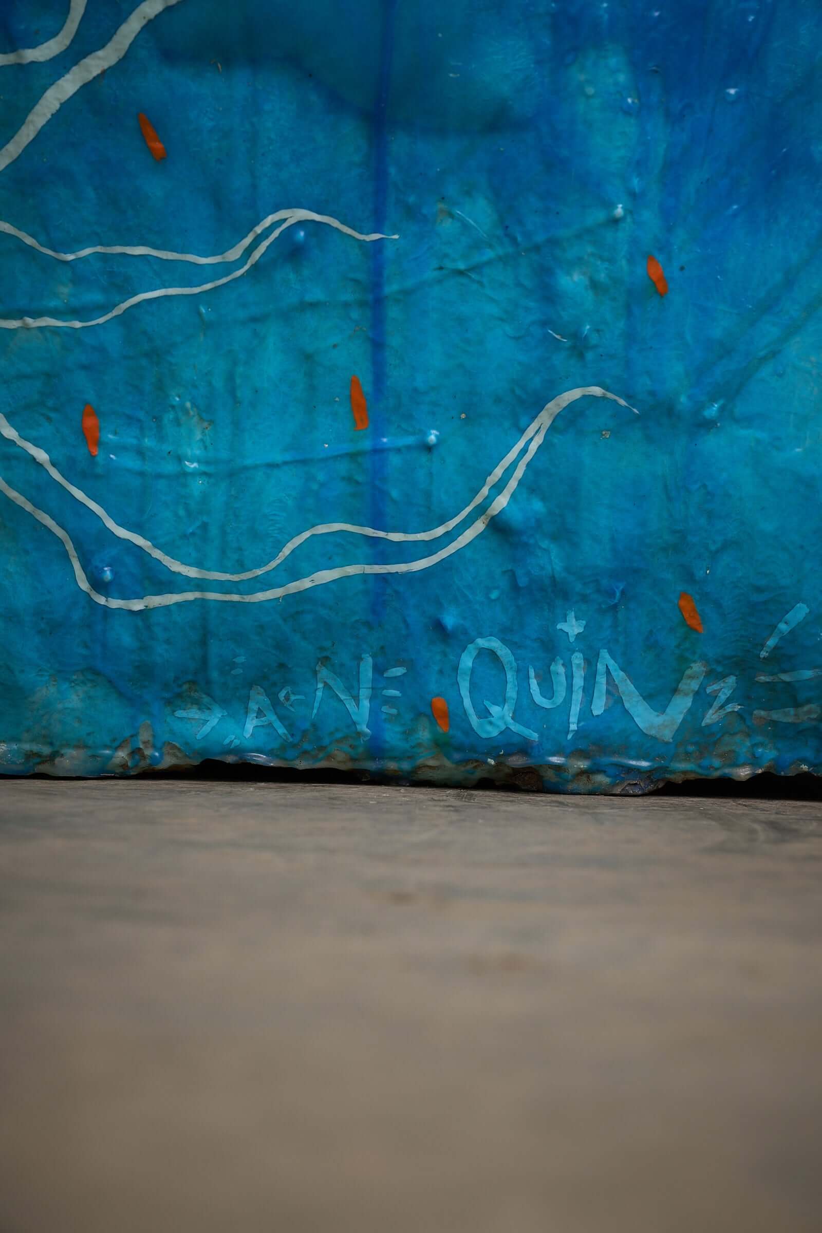 Signature of Arne Quinze on the base of 'The Sun Who Never Goes Down' Polyester Chair by Arne Quinze, 1971.