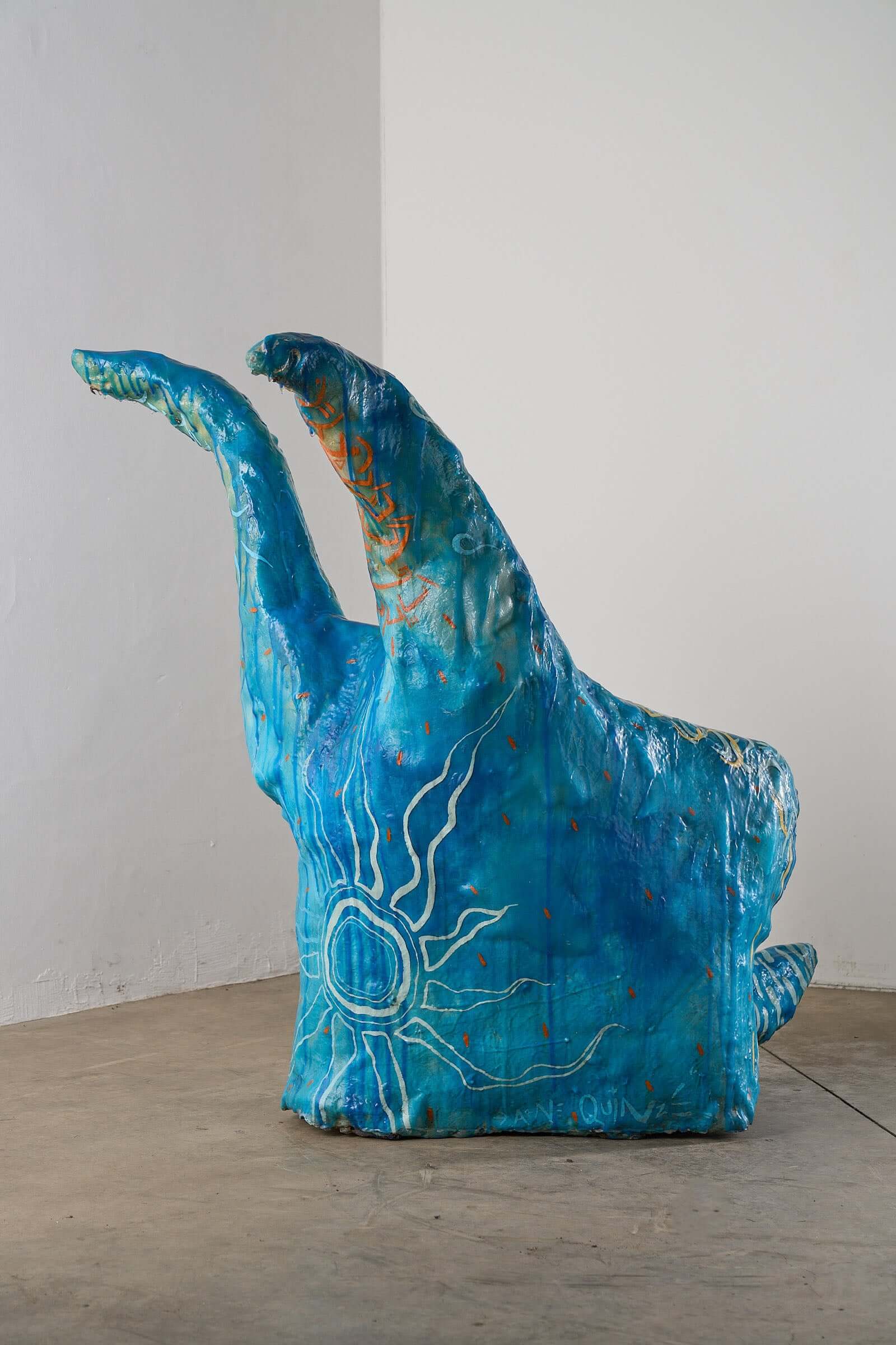 The Sun Who Never Goes Down Polyester Chair by Arne Quinze, 1971, unique sculptural seat in blue tones.