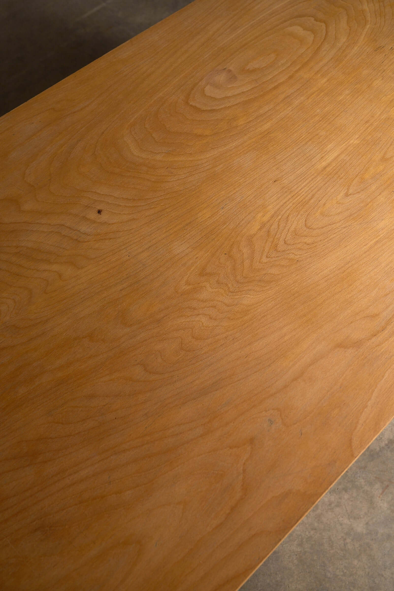 Piet Hein Eek Industrial Aluminium and Plywood Dining Table top featuring warm plywood grain pattern.