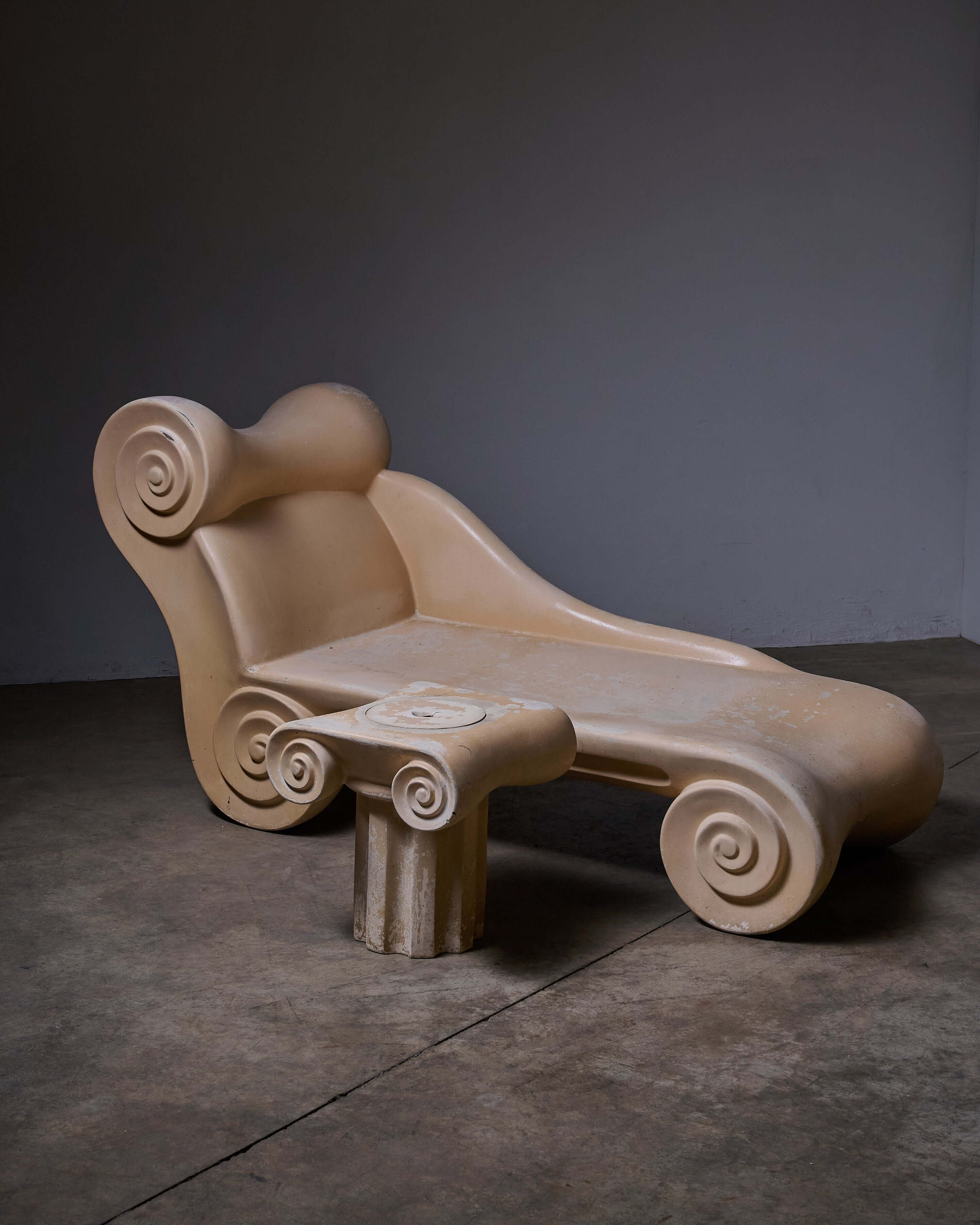 Ionic Column Chaise Longue featuring a sculptural design from the 1980s Postmodern era.