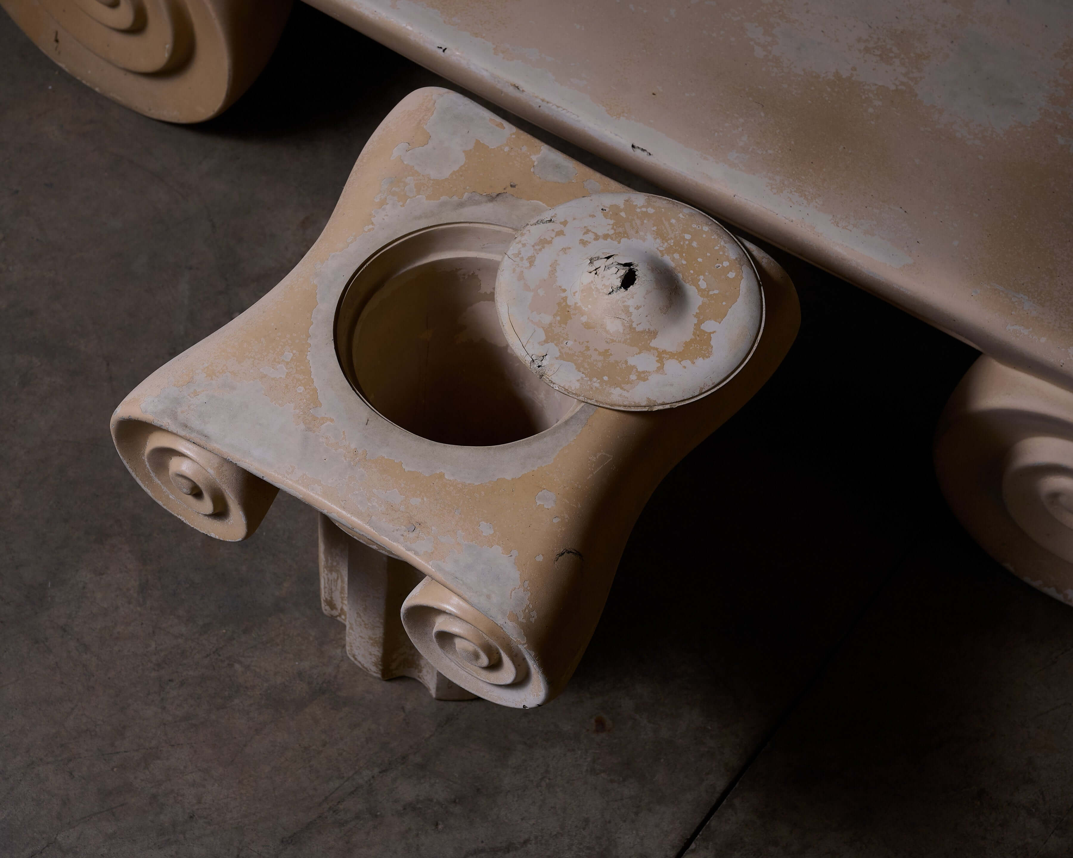 Close-up detail of the Ionic Column Chaise Longue showcasing its unique sculptural design.