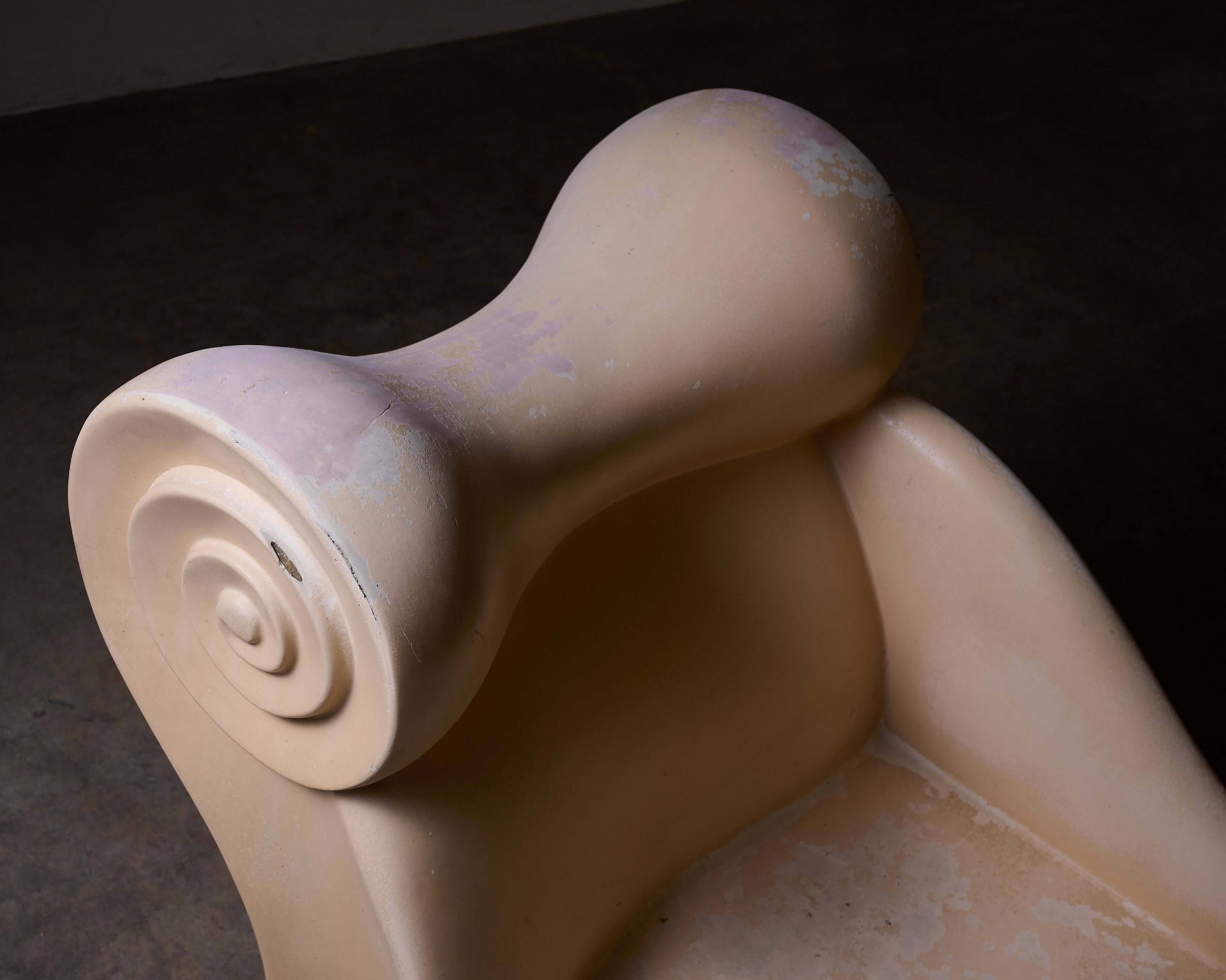 Detail of the Ionic Column Chaise Longue showcasing its sculptural design and unique shape.