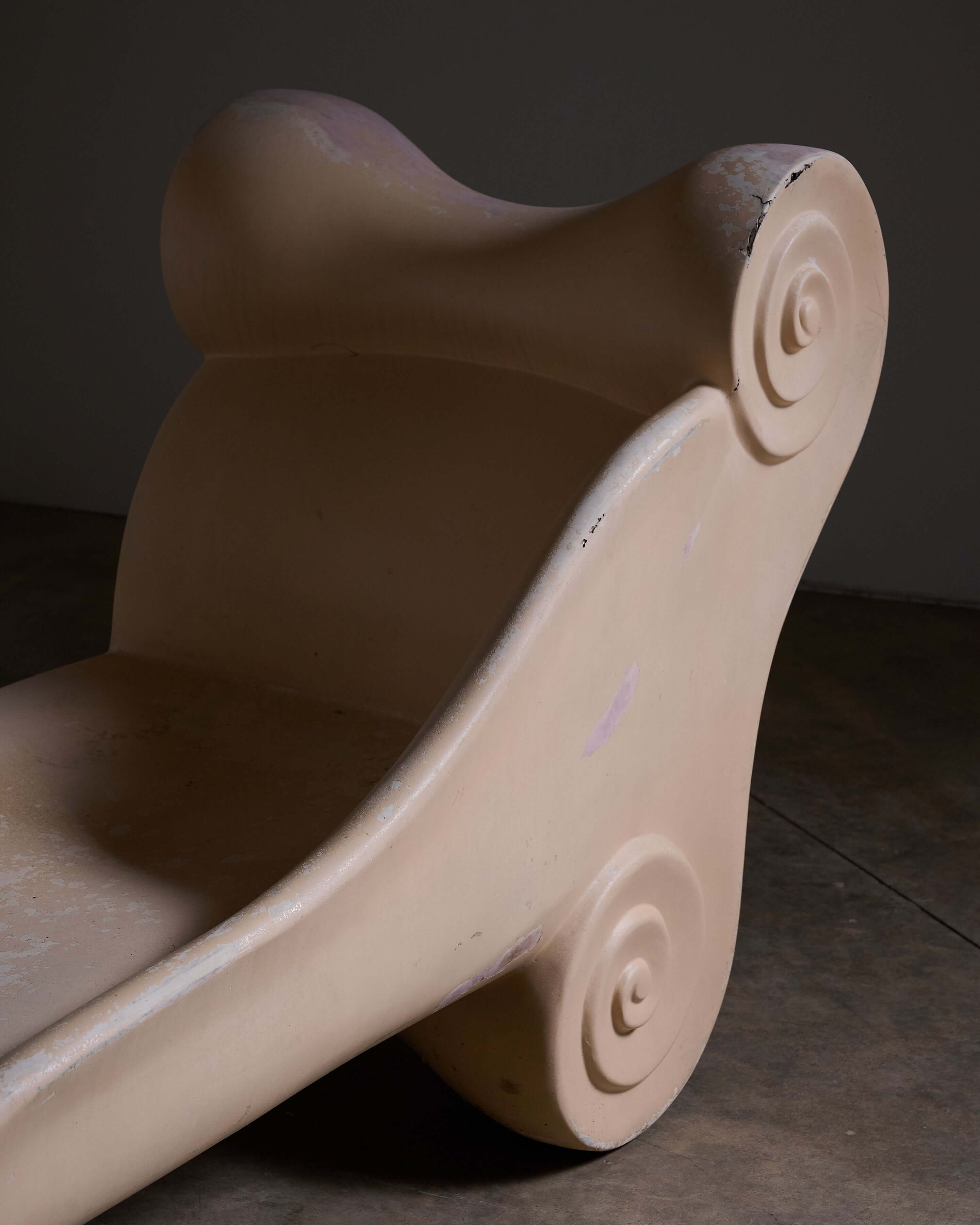 Ionic Column Chaise Longue detail showcasing the sculptural design and curves of the 1980s Postmodern era.