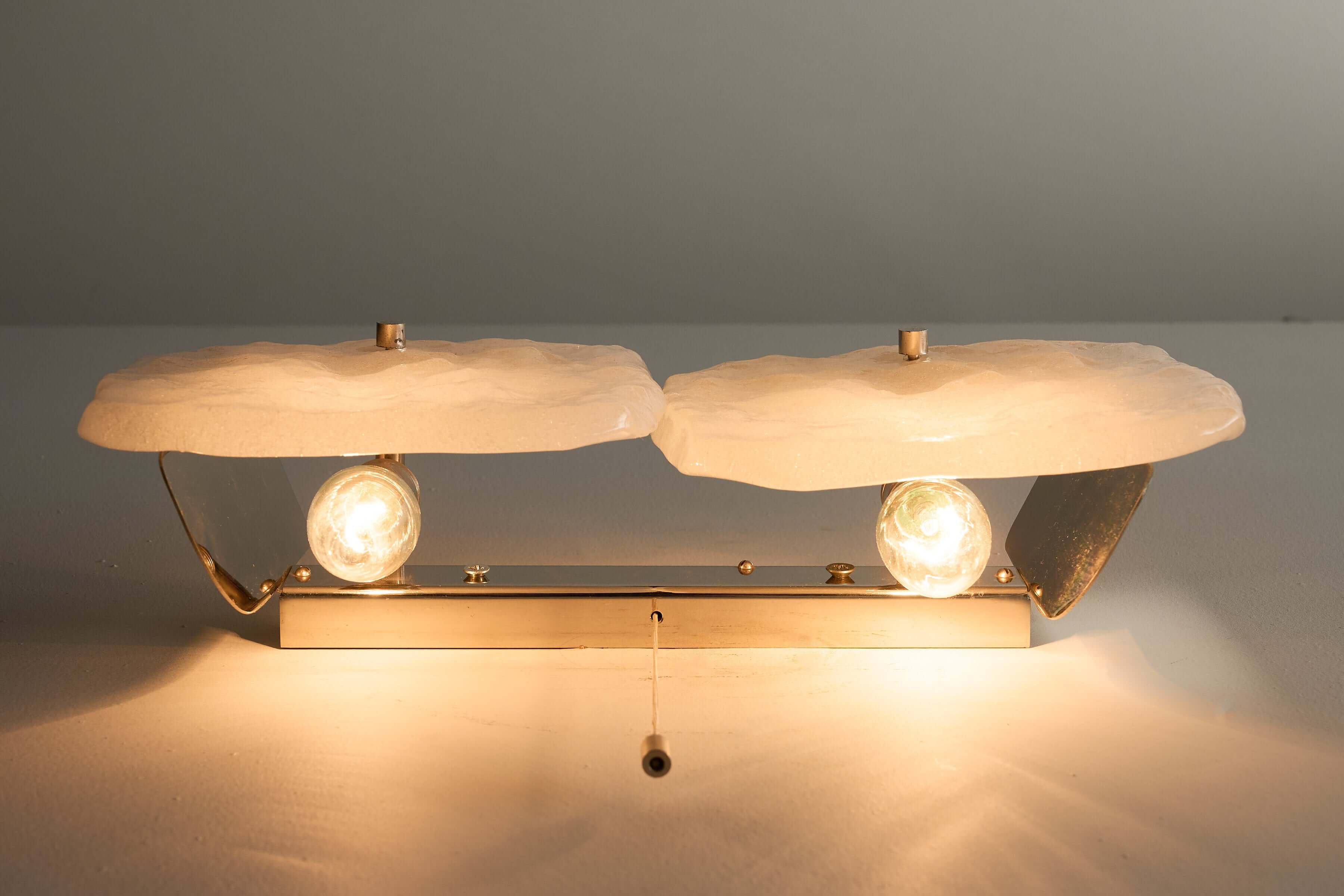 Kalmar Franken 'Ice Glass' Wall Sconce Model 4483 featuring textured glass and chrome-plated metal backplate.
