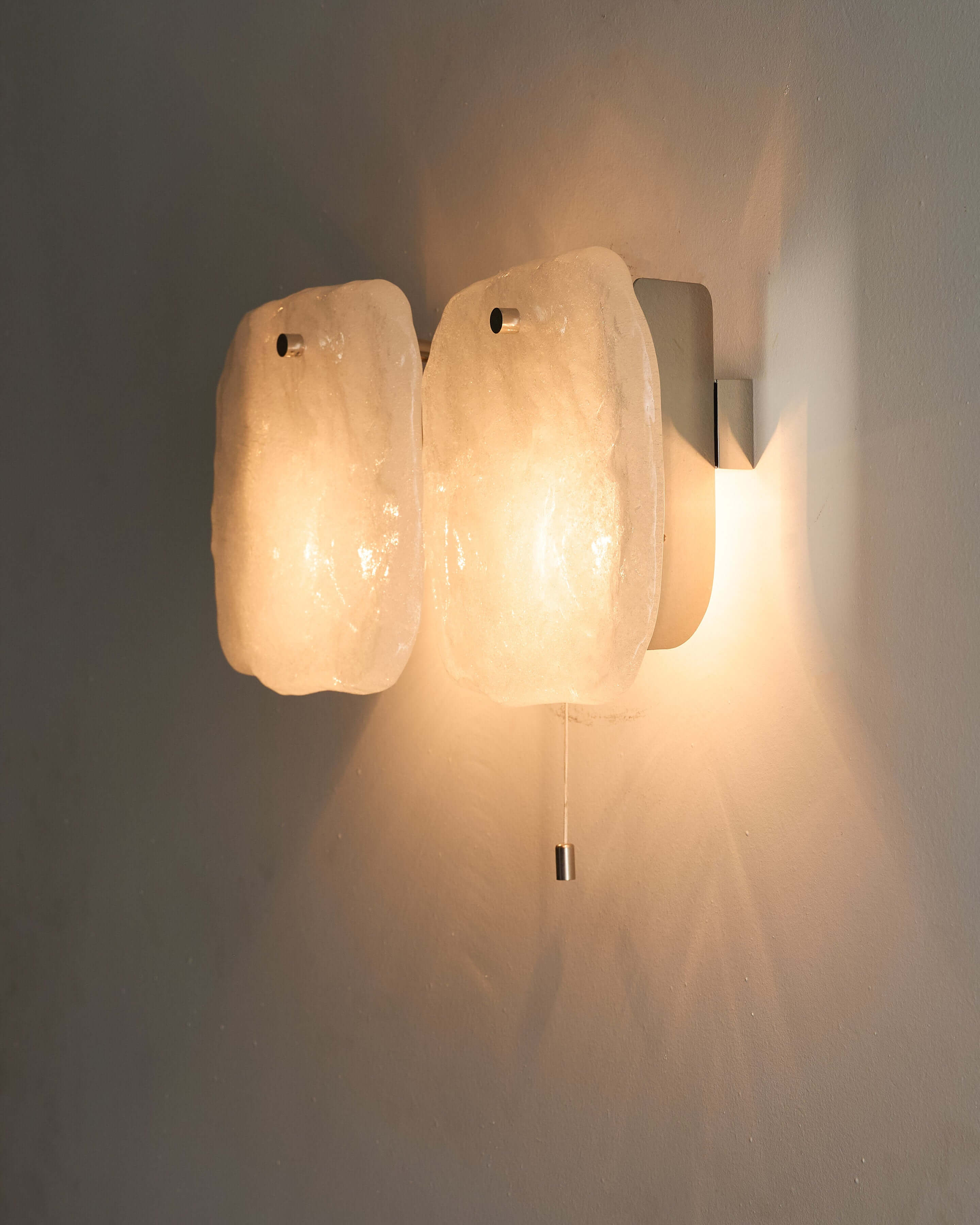 Kalmar Franken 'Ice Glass' Wall Sconce Model 4483 with textured glass panels resembling melting ice.